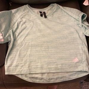 Adidas teal crop workout top